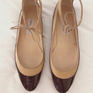Jimmy Choo Patent/Leather Ankle Tie Flats